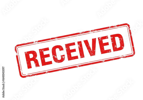 Red received stamp isolated on transparent background