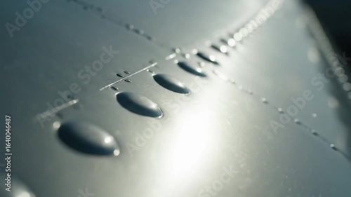 Close-up of Aircraft Rivets on Metal Body