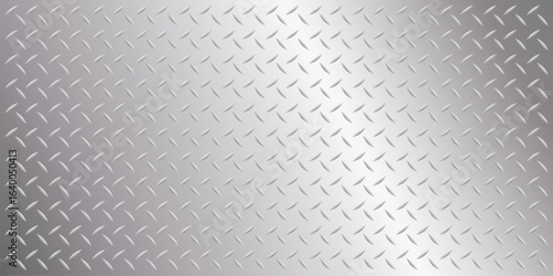 Diamond plate steel sheet metallic silver shiny surface background. Shiny chrome checker plate aluminum diamond tread metal flooring