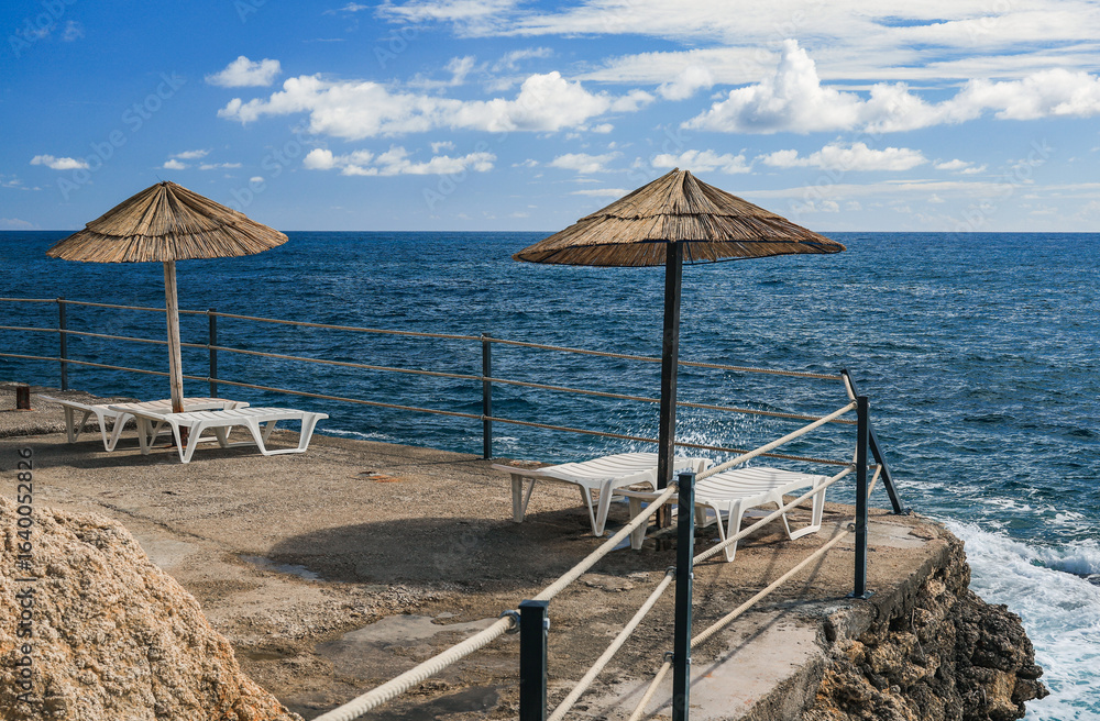 Fototapeta premium Scenic summer view of the fortress Stari Grad of Ulcinj, Montenegro, Europe