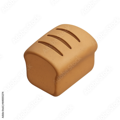 Freshly baked loaf of bread with three score marks isolated on transparent background