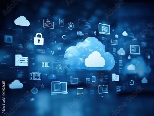 Cloud based file storage and secure data backup solution with encrypted privacy protection, real time synchronization and mobile access for file management. business continuity and digital security