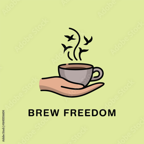 Vector art of brew freedom, a symbol of liberty and coffee isolated on transparent background