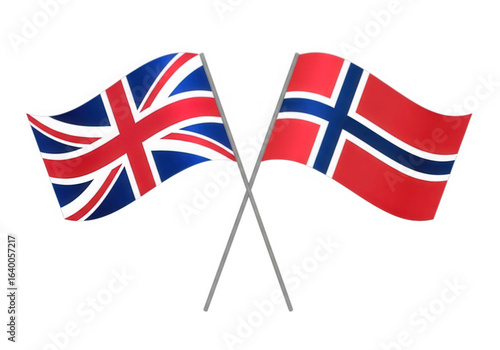 United kingdom and norway crossed flags isolated on transparent background