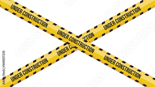 Under Construction Warning Tape X-Shaped Barrier – Caution Zone Sign for Safety and Maintenance