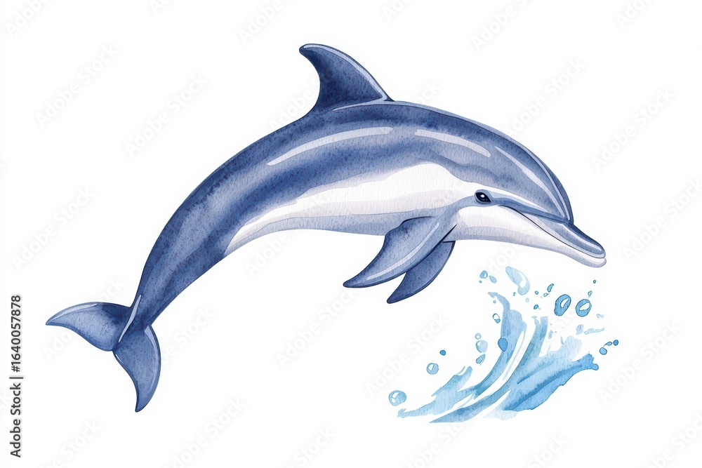 Fototapeta premium Vibrant Dolphin Swimming in Clear Ocean Water Splashing Around