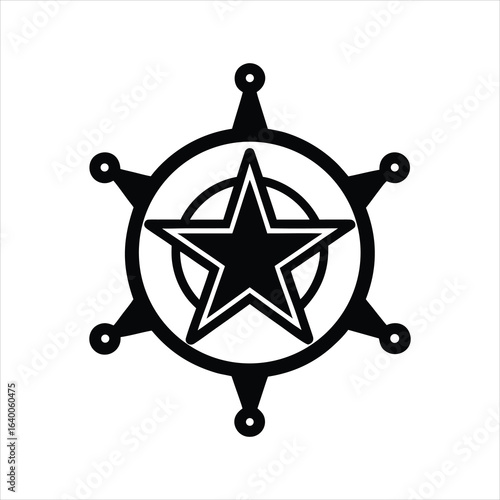 Black and White Sheriff Star Emblem Illustration