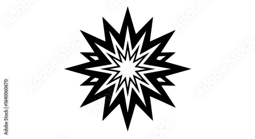 A black and white star with a white background