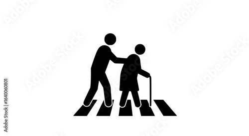 A person helping an elderly woman cross the street