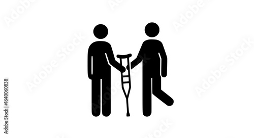 A person gives a crutch