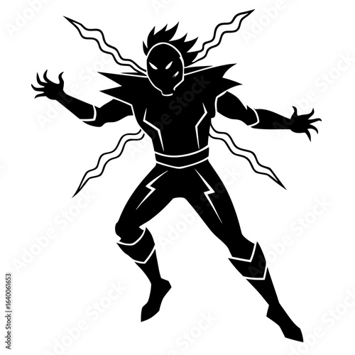 Dynamic silhouette of a superhero with lightning energy