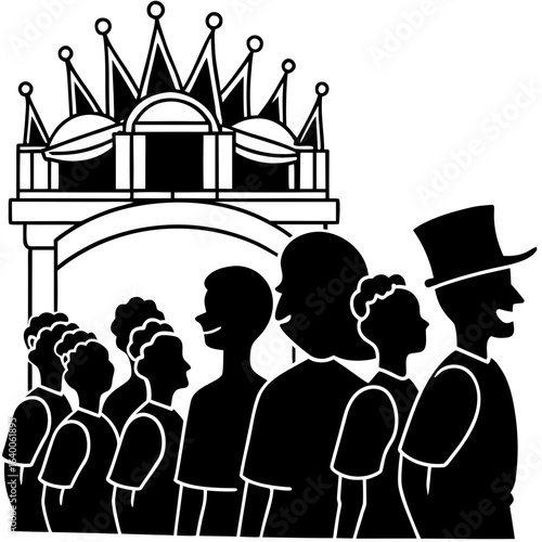 Crowd gathers to see a royal procession or event