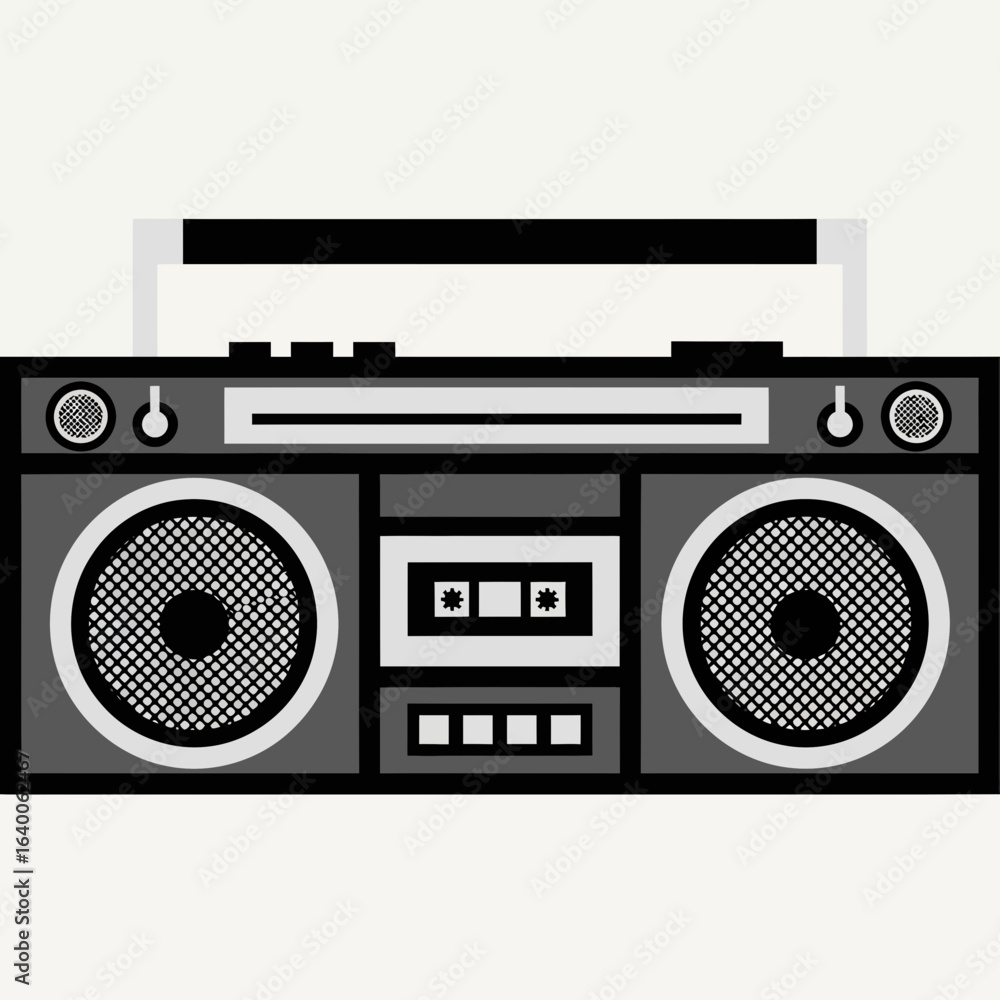 Fototapeta premium Retro boombox with speakers and cassette player.