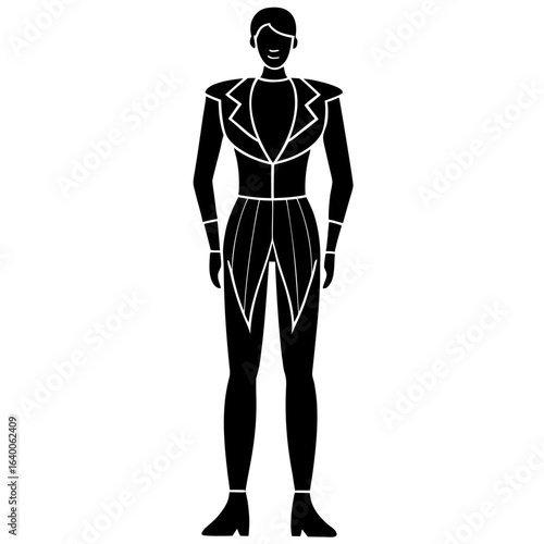 Stylized silhouette of a ringmaster in a formal outfit