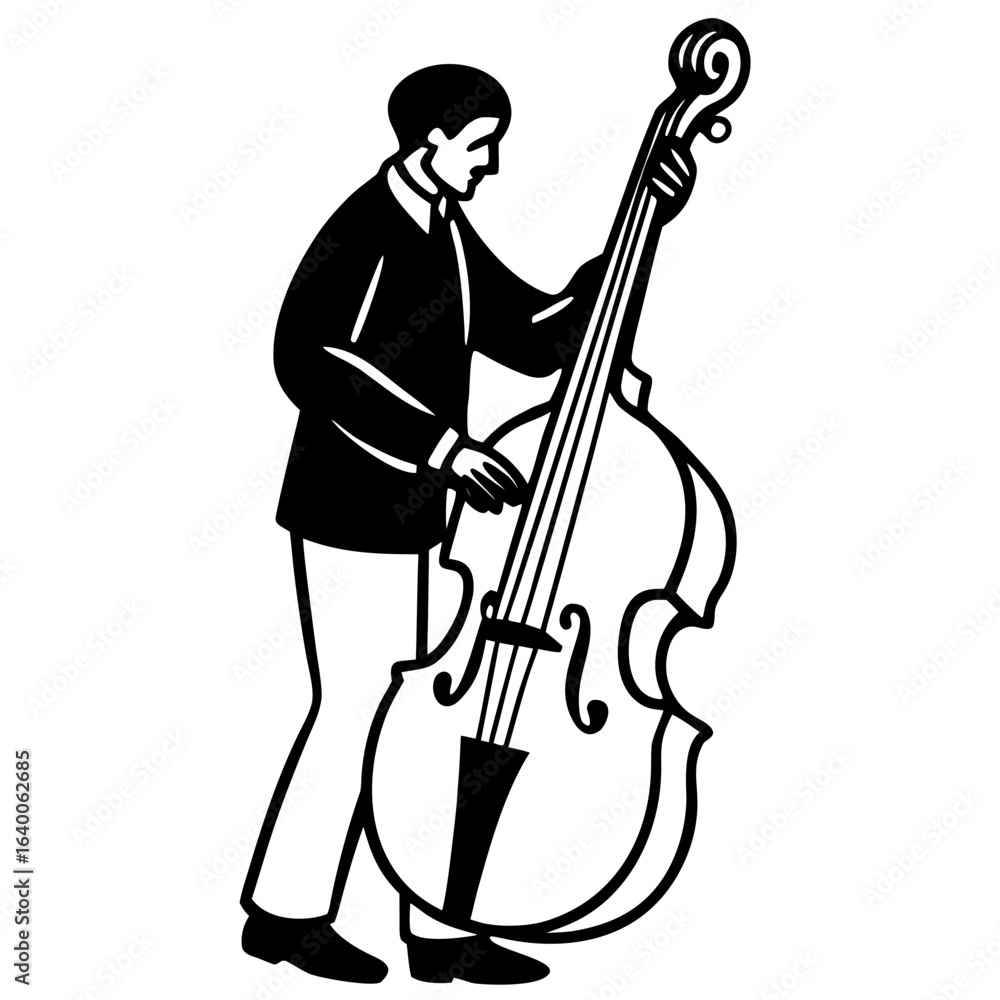 Fototapeta premium Musician playing the double bass
