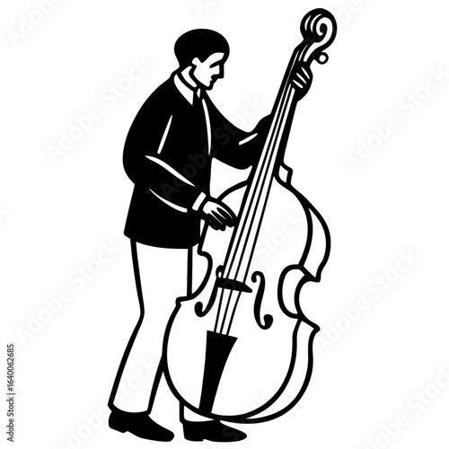 Musician playing the double bass
