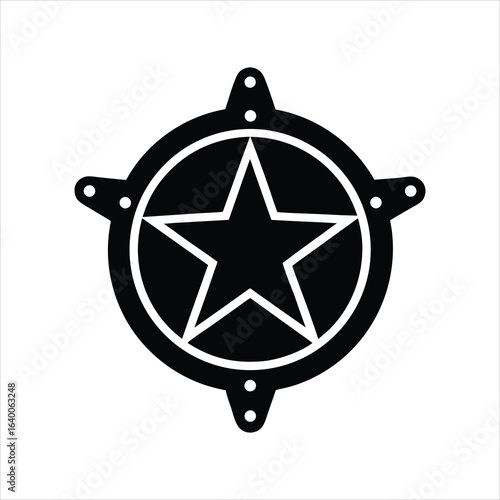 Minimal Cowboy Sheriff Badge Monochrome Vector