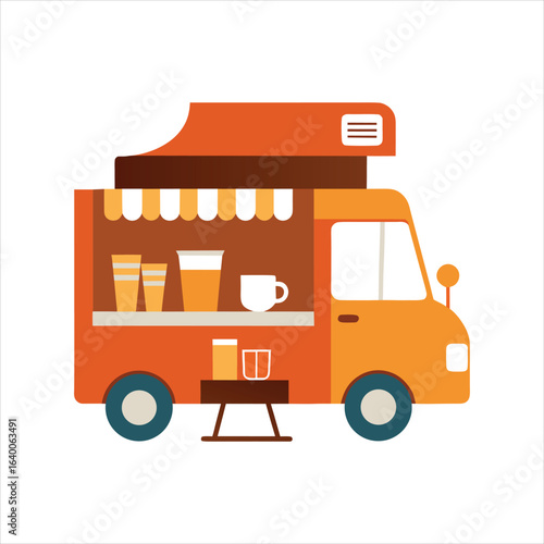 Modern Orange Food Truck Silhouette Vector Design