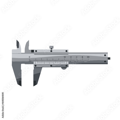 A detailed illustration of a vernier caliper tool, showing its various components and measurements.