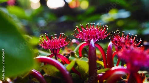 Crimson Dew: A Macro Photography of Vibrant Red Flowers