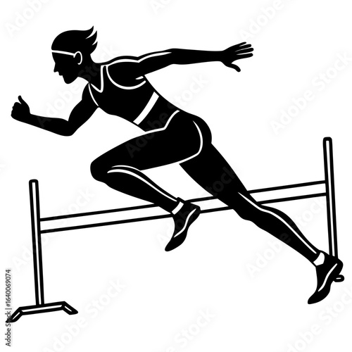 Athlete hurdles over a barrier in a track and field race