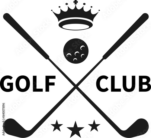 Golf club. Pair of iron, wood  or wedge golf club with golf ball.  Sport elements. Vector