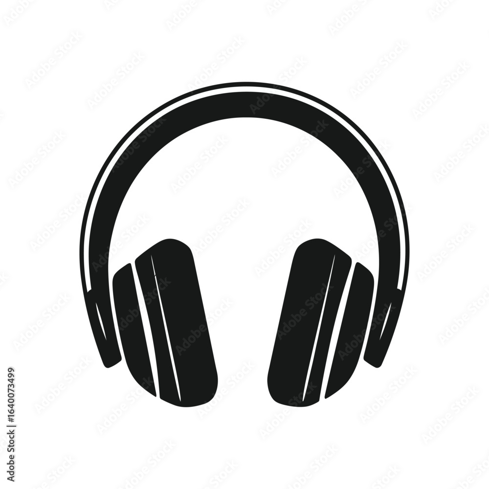 Black headphones icon simple illustration on white background for stock sites Black headphones icon simple illustration on white background for stock sites