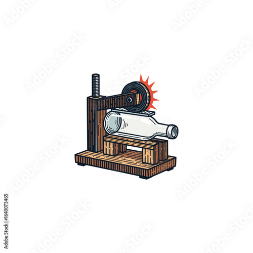 Bottle cutter icon logo flat vector design
