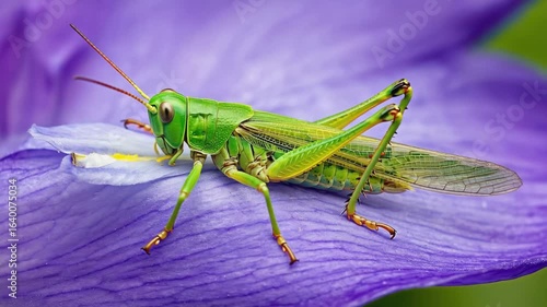Wallpaper Mural Grasshopper resting on vibrant flower showcasing natures beauty Torontodigital.ca