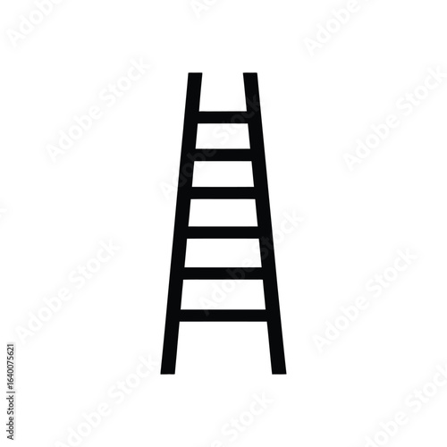 Black ladder icon with six rungs isolated on white background for design