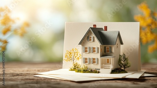 Discover your dream home with this charming miniature house model bathed in warm sunlight, evoking feelings of comfort and aspiration.