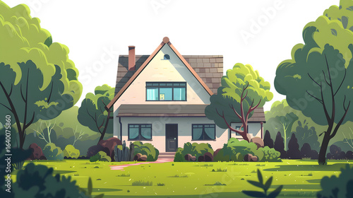 Modern Home Isolated Flat Illustration for Interior Design Projects
