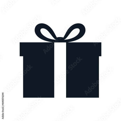 Gift box icon vector, present wrapped with a ribbon and white background