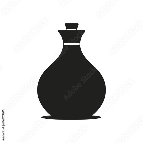 Black silhouette of a potion bottle or carafe icon on white background