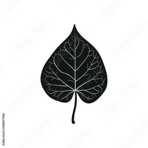 Simple black icon of a linden leaf isolated on white background