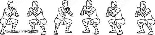 Illustration of a man doing squats, a bodyweight exercise that strengthens the muscles of the legs and glutes