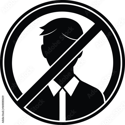 Vector art of a graphic symbol representing a prohibition or restriction with a crossed out person silhouette inside a circle