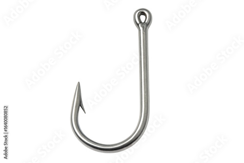 Shiny metal fishing hook isolated on transparent background