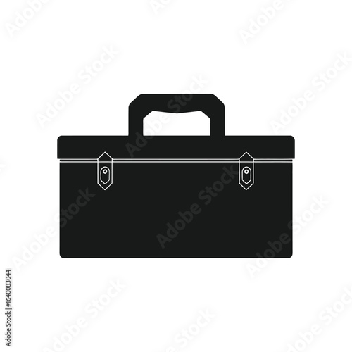 Black tool box icon with a handle isolated on white background