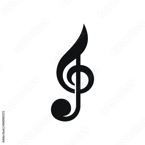 Black treble clef illustration icon on white background for resources