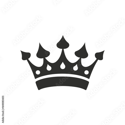 Black crown with spade accents icon on a clean white background