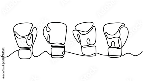 Boxing gloves illustration with line style design. Boxing glove in one continuous single line art drawing style. Boxing gloves line. one line continuous draw.