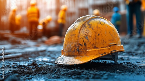 Yellow Construction Helmet on Ground at Building Site During Daylight With Wo...