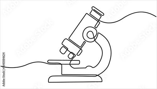 
Continuous Line Drawing of Medical Research Icon. Hand Drawn Symbol Vector Illustration, Continuous one line drawing of microscope laboratory. Sketch drawing editable stroke vector illustration.