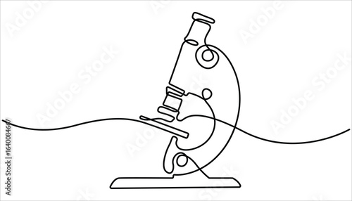 
Continuous Line Drawing of Medical Research Icon. Hand Drawn Symbol Vector Illustration, Continuous one line drawing of microscope laboratory. Sketch drawing editable stroke vector illustration.