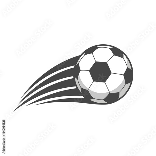 Vector art of soccer ball in motion with motion lines, isolated on white background
