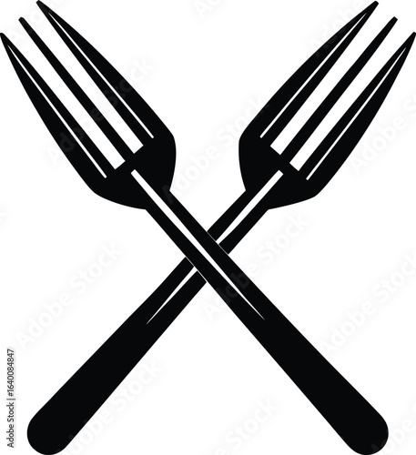 Vector art of two forks crossed create a simple yet elegant design suitable for menus or culinary themes
