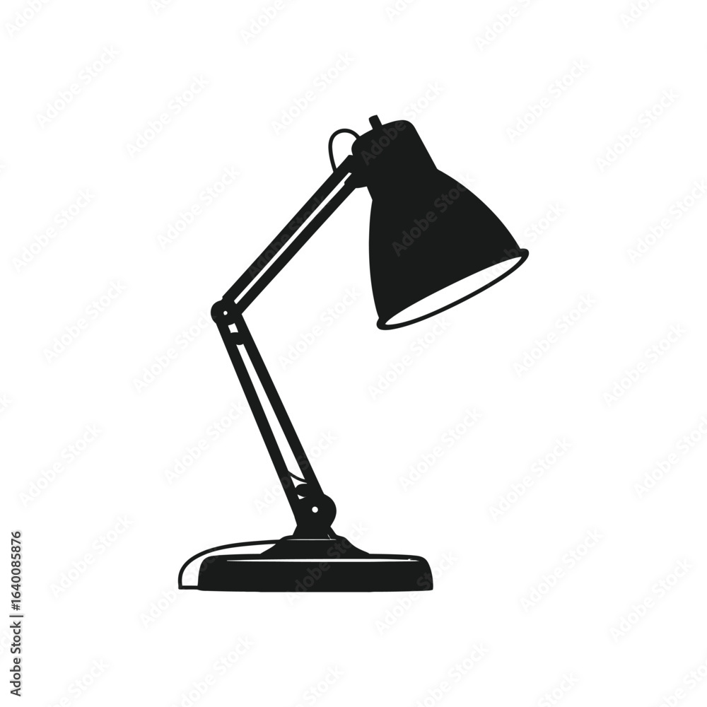 Black adjustable desk lamp illustration for design needs on white background Black adjustable desk lamp illustration for design needs on white background