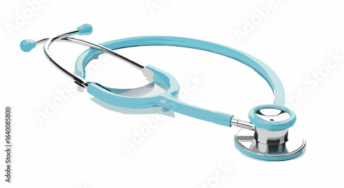 Blue swimming goggles and a medical stethoscope on a white background for a diagnosis
