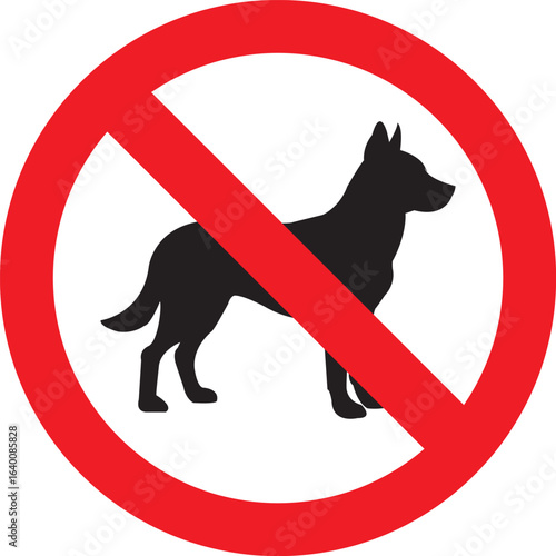 No dogs allowed sign icon with silhouette of dog inside prohibition circle